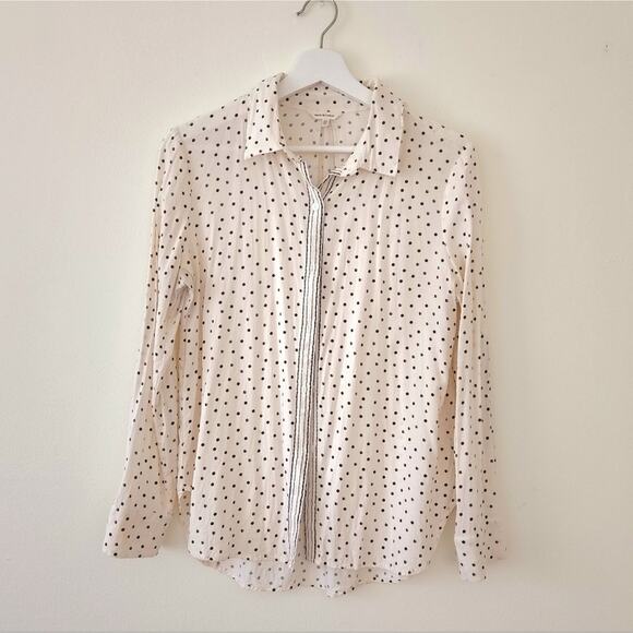 Max Studio Polka Dot Button Down Top M - Picture 2 of 7